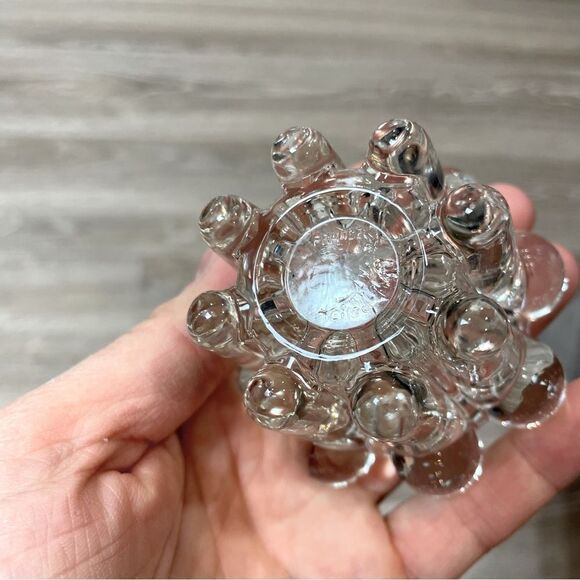 RETRO REIMS Pair Candle Holders Home Decor 1970s Pair Heavy Glass Candleholders - Picture 8 of 8